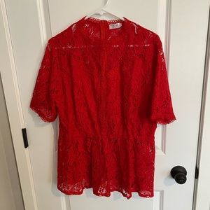 Red lace blouse